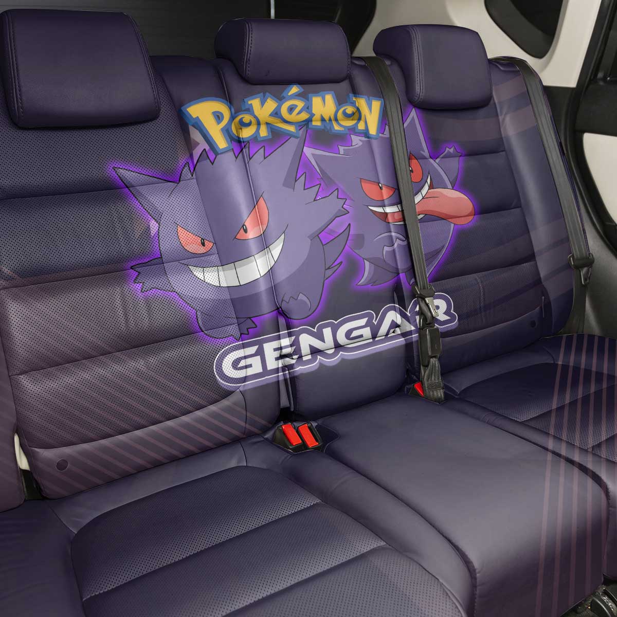 Gengar Poké Back Car Seat Cover Neon Shadow Anime Glow Style