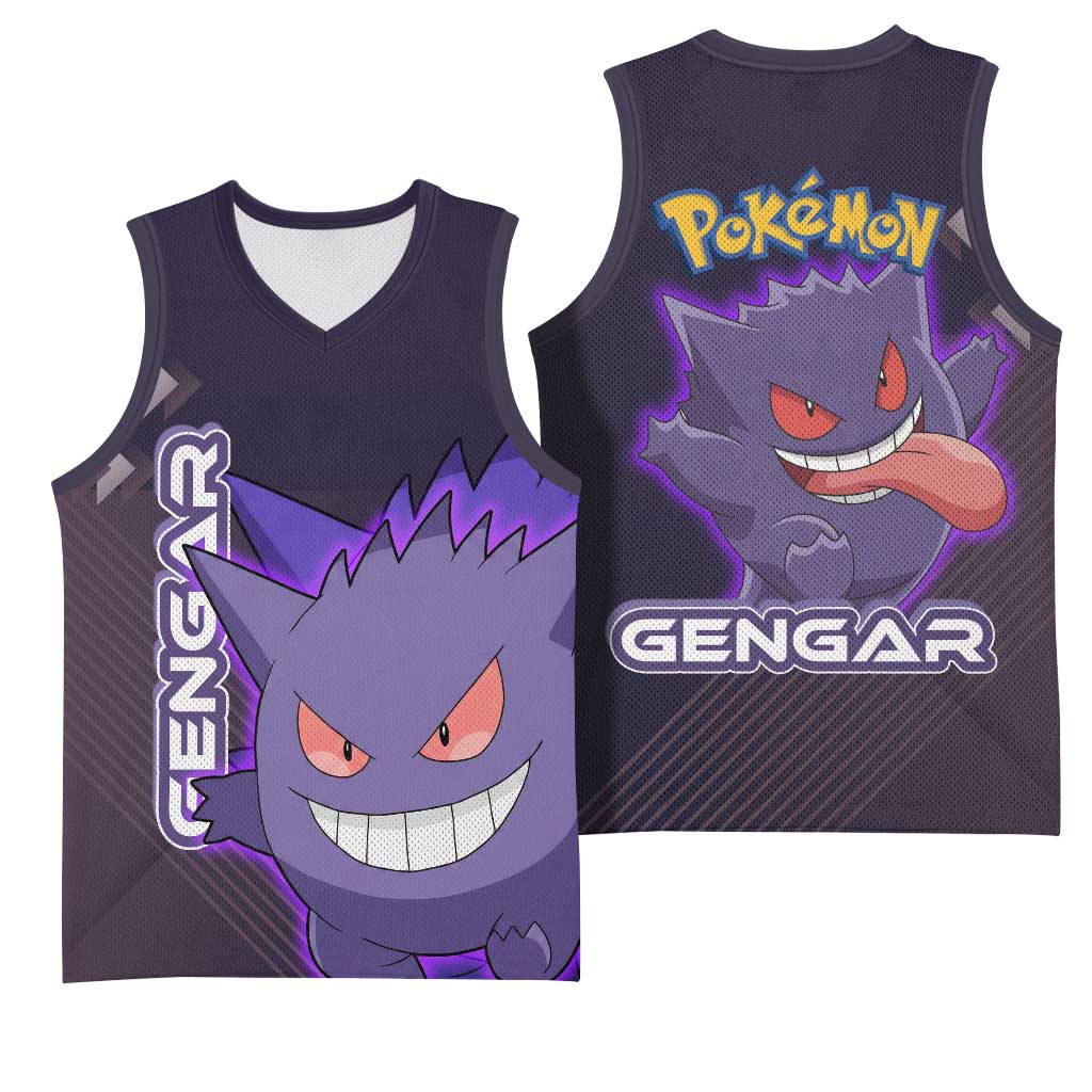 Gengar Poké Basketball Jersey Neon Shadow Anime Glow Style