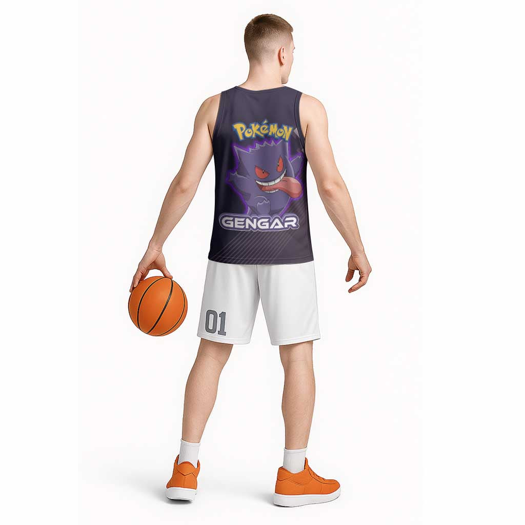 Gengar Poké Basketball Jersey Neon Shadow Anime Glow Style