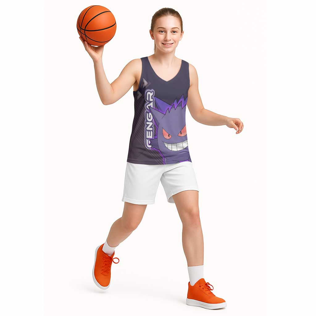 Gengar Poké Basketball Jersey Neon Shadow Anime Glow Style
