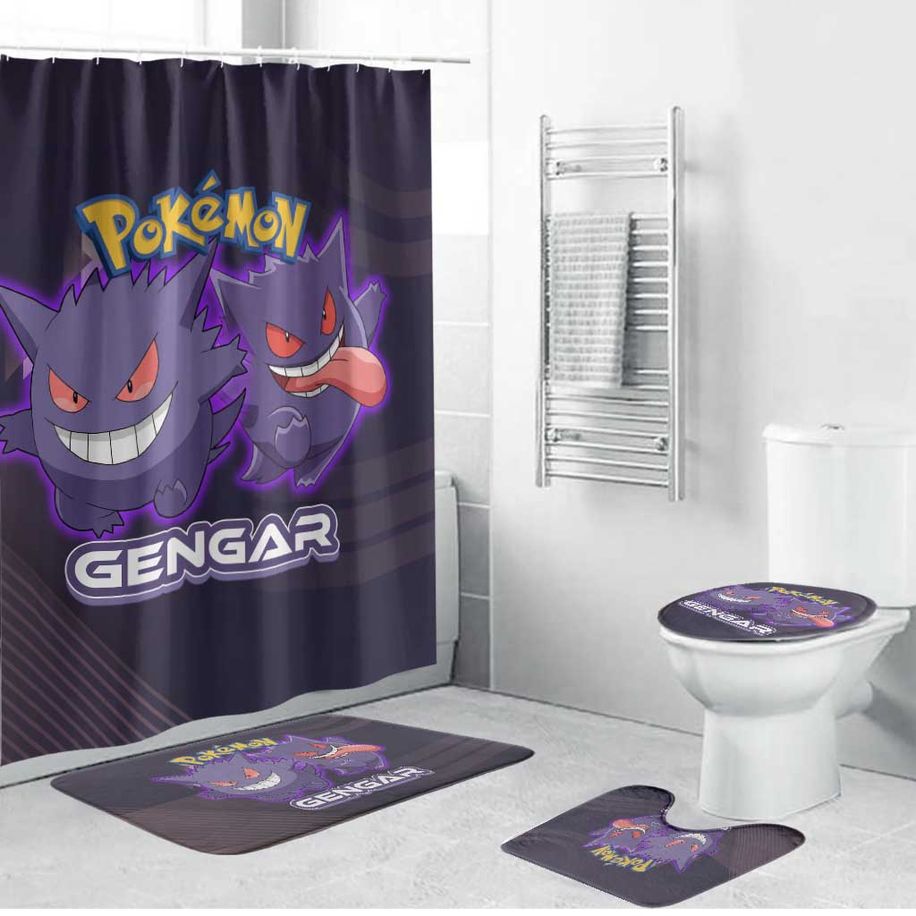 Gengar Poké Bathroom Set Neon Shadow Anime Glow Style