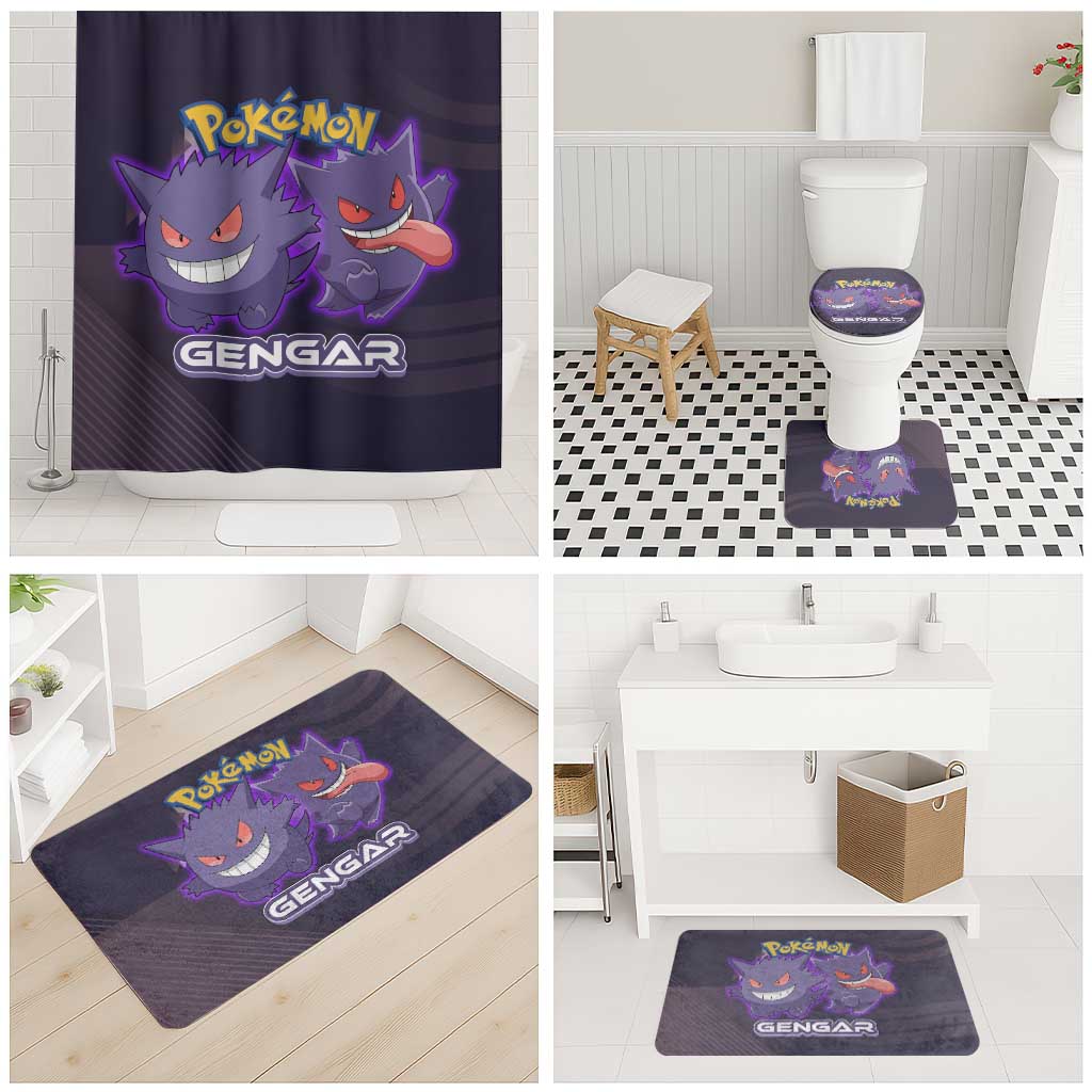 Gengar Poké Bathroom Set Neon Shadow Anime Glow Style