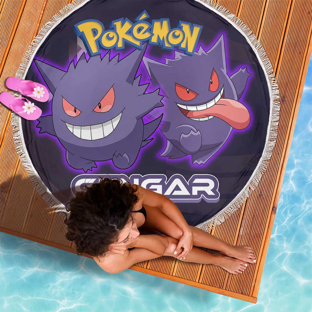 Gengar Poké Beach Blanket Neon Shadow Anime Glow Style