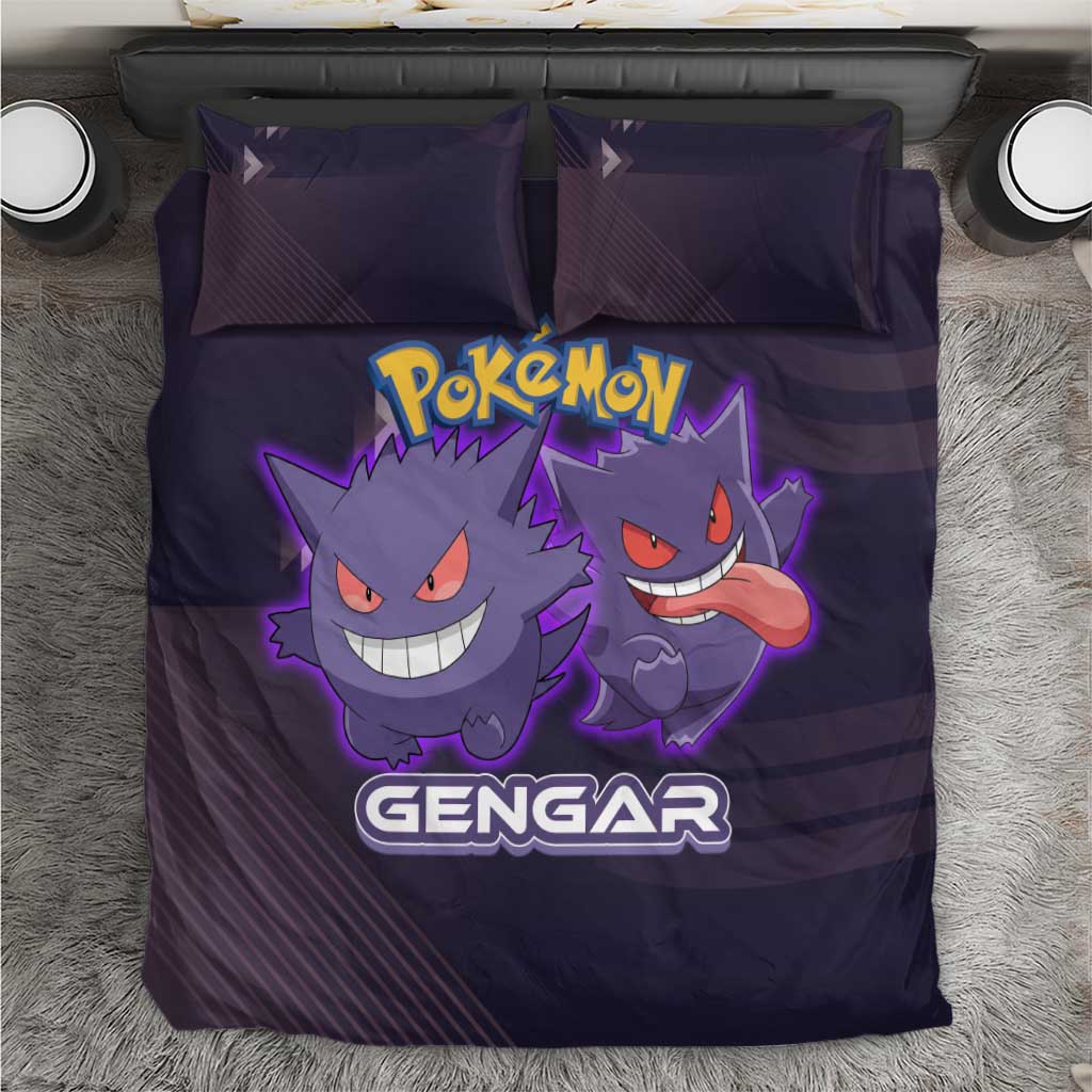 Gengar Poké Bedding Set Neon Shadow Anime Glow Style