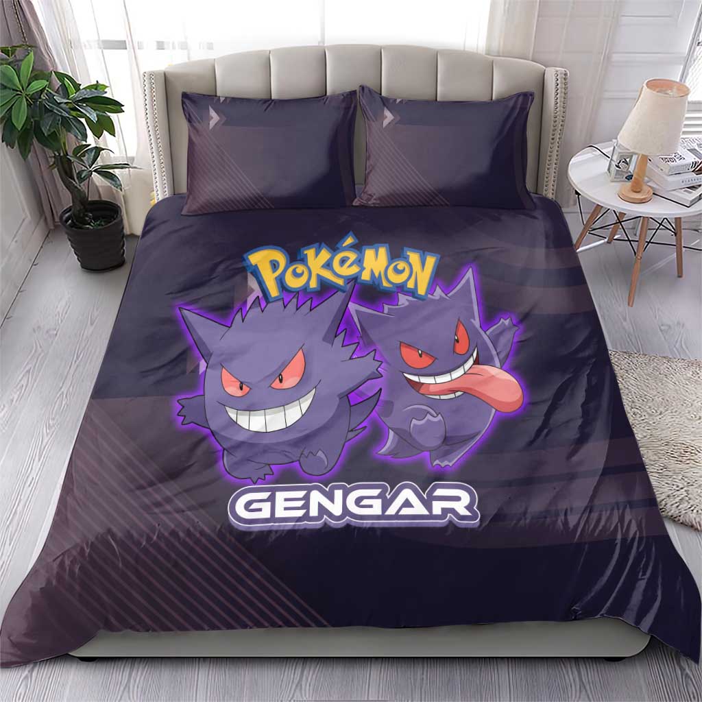 Gengar Poké Bedding Set Neon Shadow Anime Glow Style