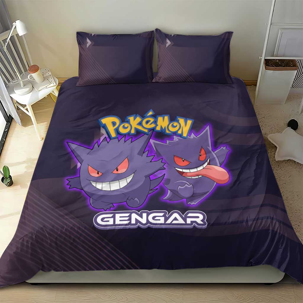 Gengar Poké Bedding Set Neon Shadow Anime Glow Style