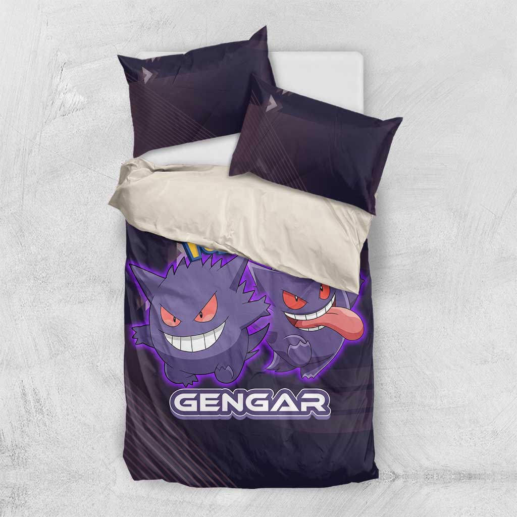 Gengar Poké Bedding Set Neon Shadow Anime Glow Style