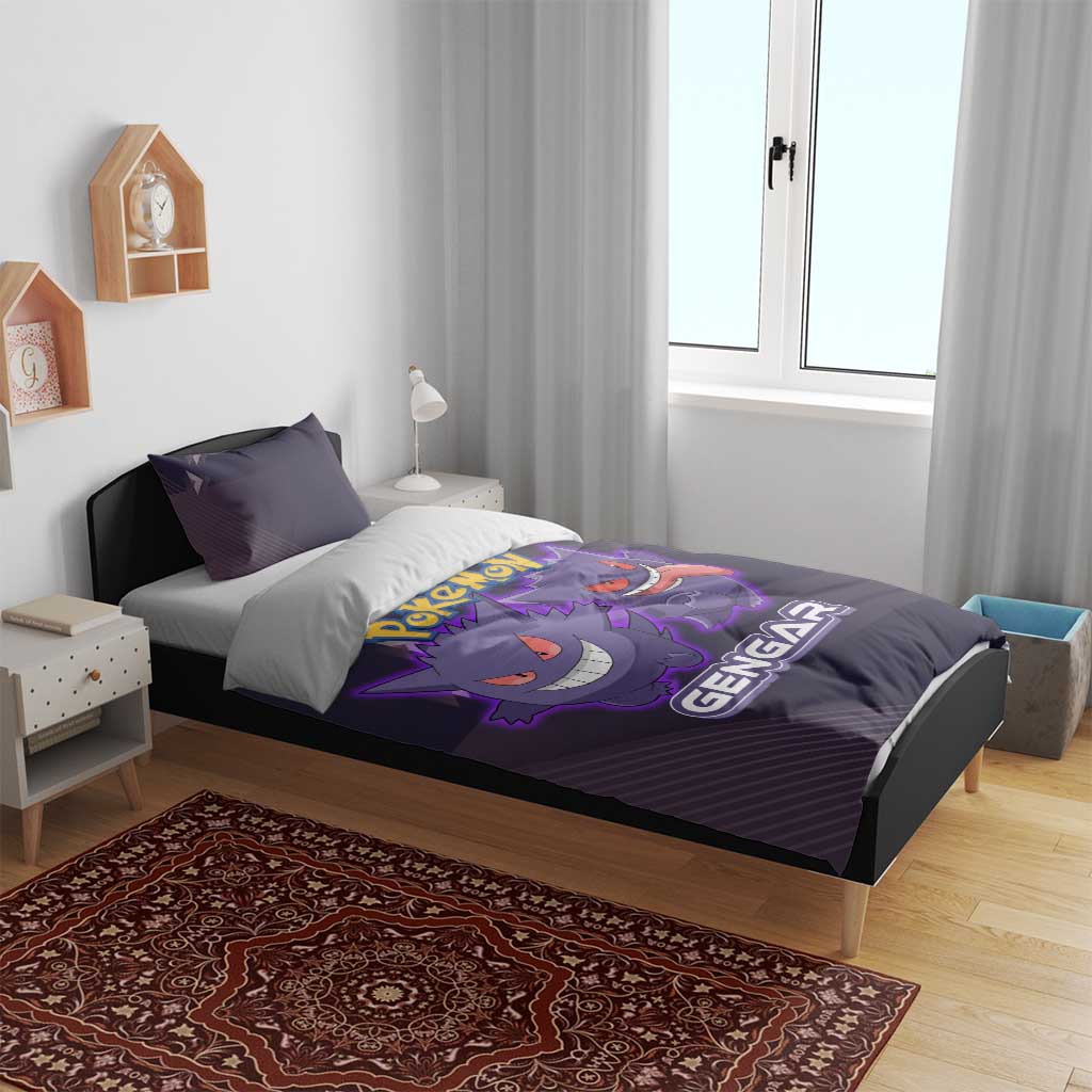 Gengar Poké Bedding Set Neon Shadow Anime Glow Style