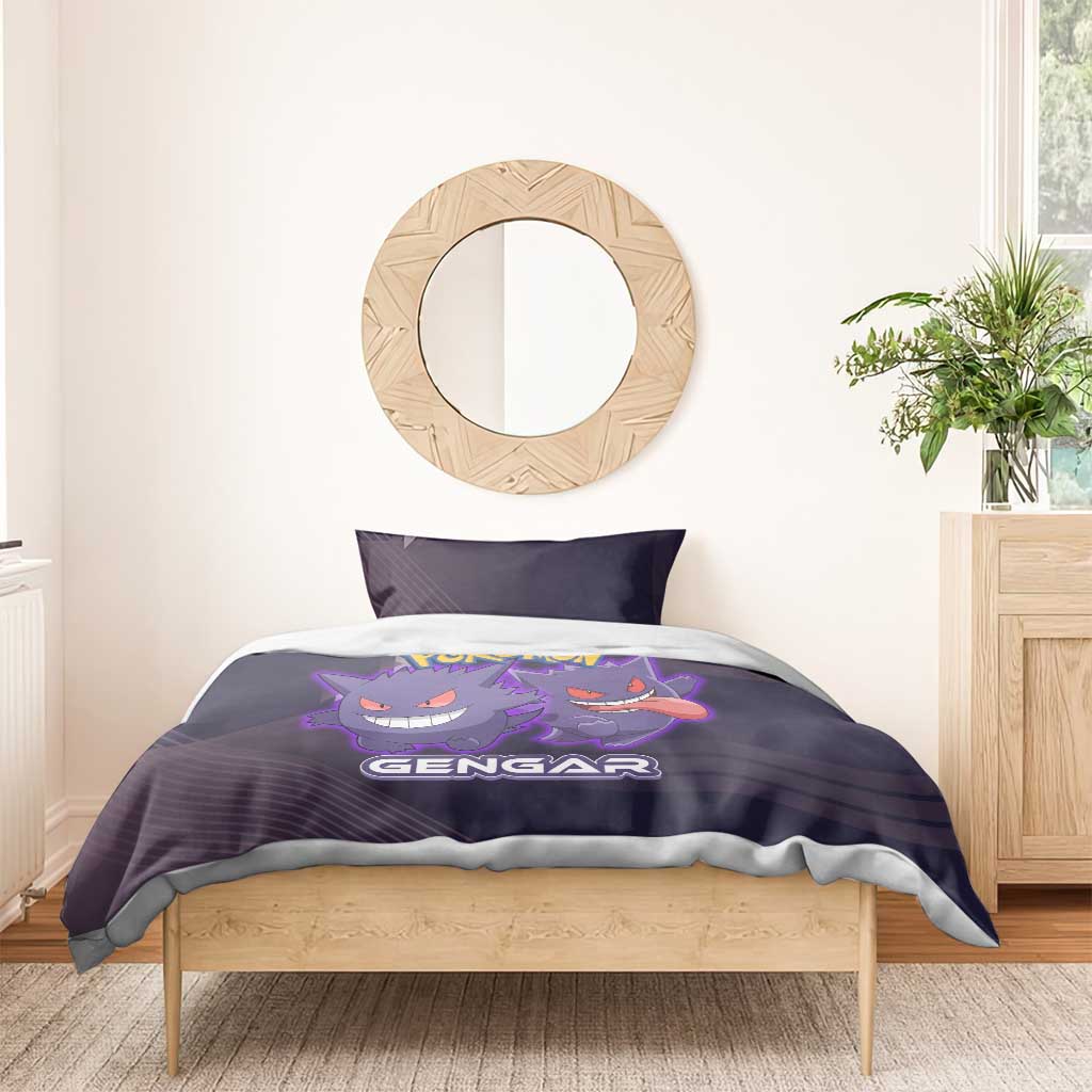 Gengar Poké Bedding Set Neon Shadow Anime Glow Style