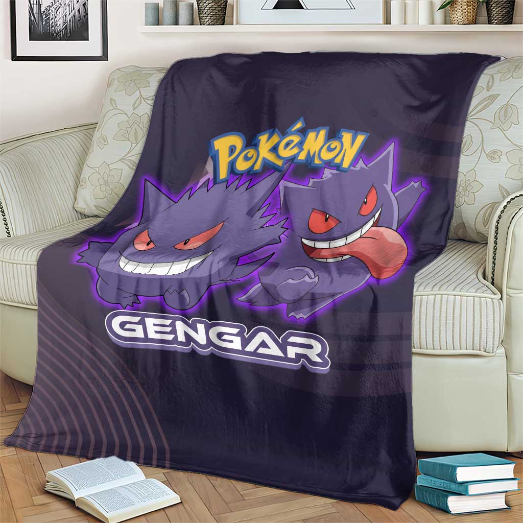 Gengar Poké Blanket Neon Shadow Anime Glow Style