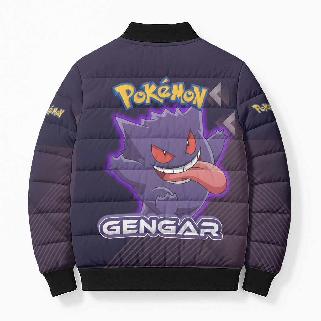Gengar Poké Bomber Puffer Jacket Neon Shadow Anime Glow Style