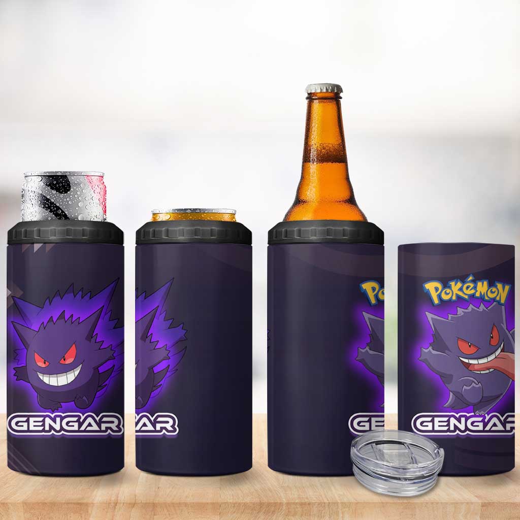 Gengar Poké 4 in 1 Can Cooler Tumbler Neon Shadow Anime Glow Style