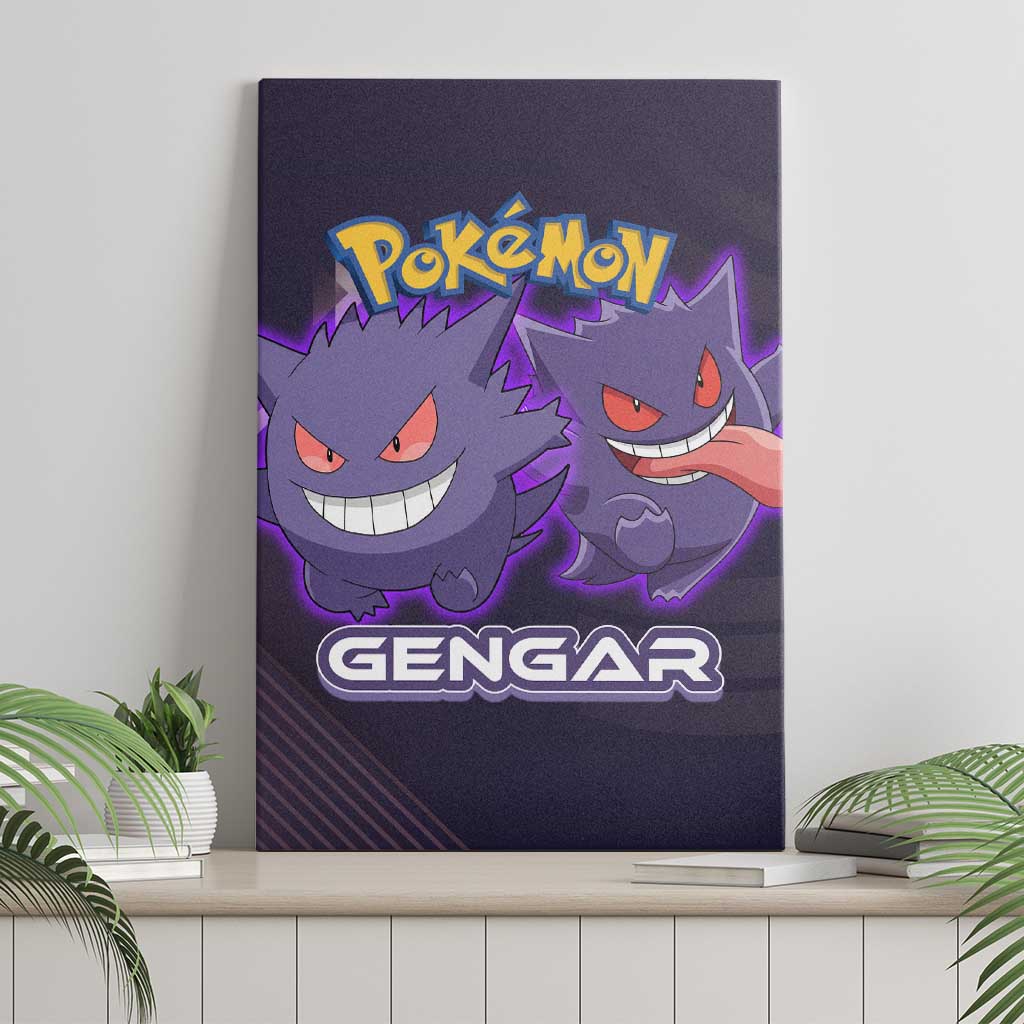 Gengar Poké Canvas Wall Art Neon Shadow Anime Glow Style
