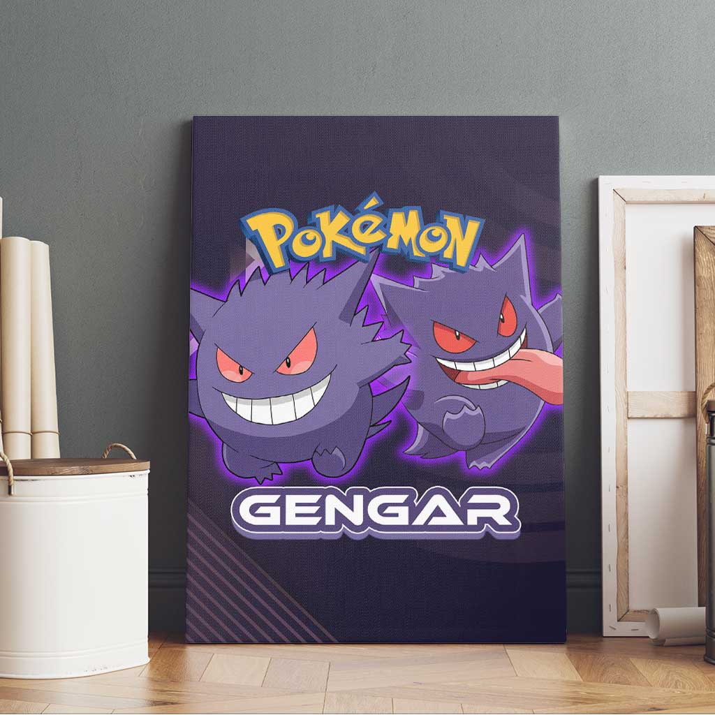 Gengar Poké Canvas Wall Art Neon Shadow Anime Glow Style