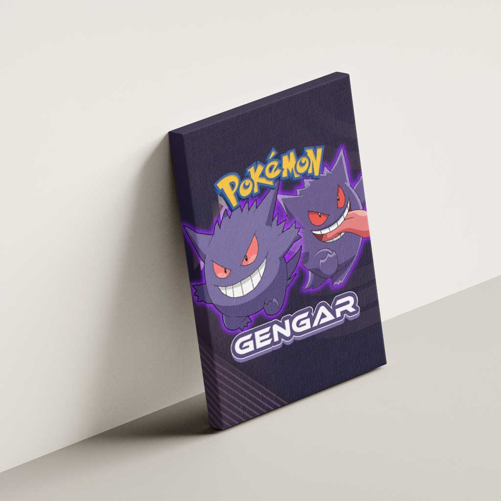 Gengar Poké Canvas Wall Art Neon Shadow Anime Glow Style