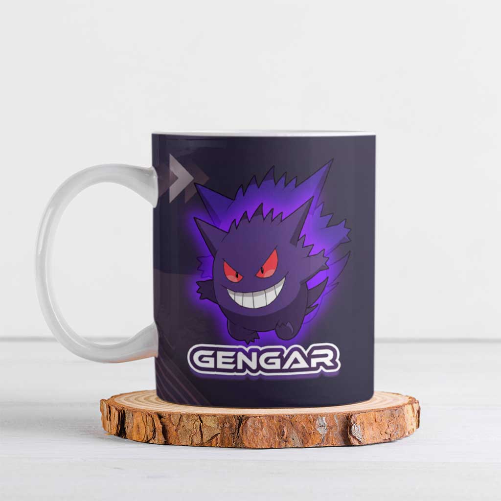 Gengar Poké Ceramic Mug Neon Shadow Anime Glow Style