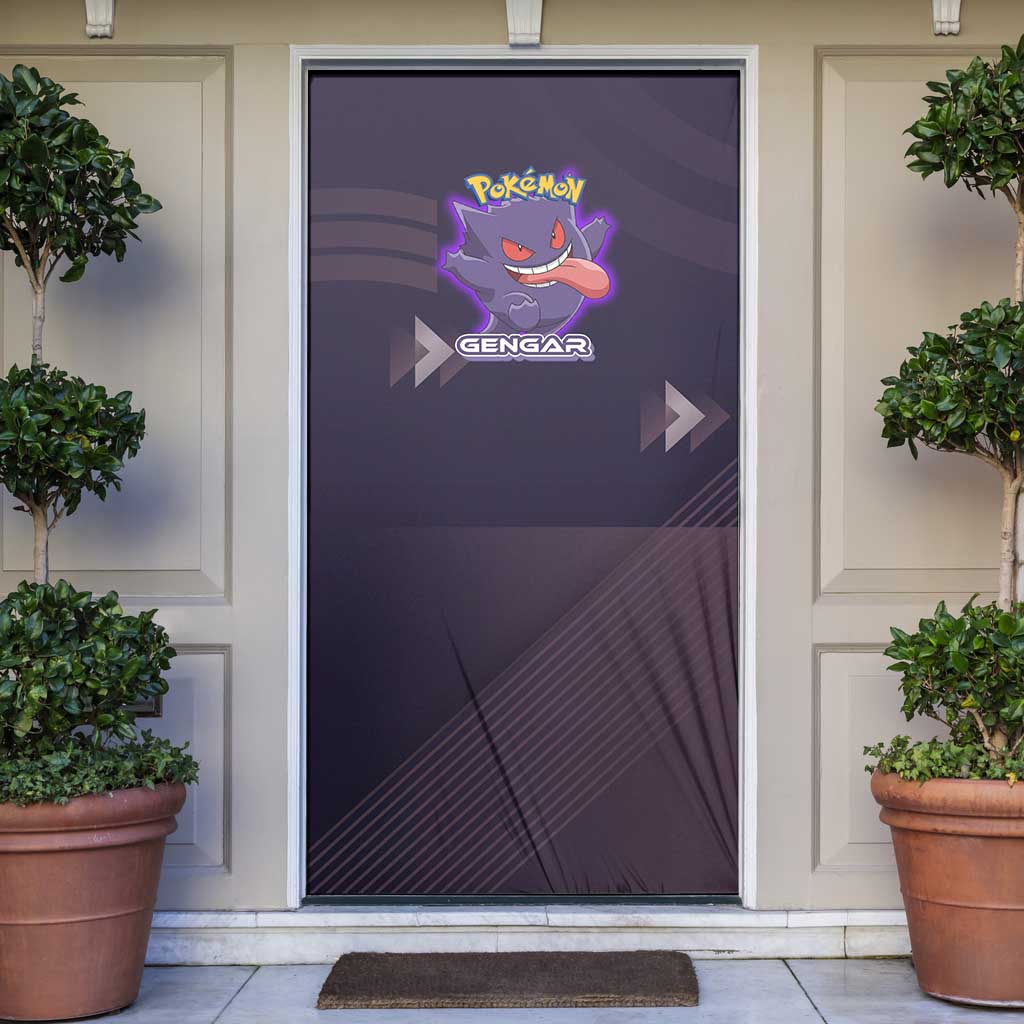 Gengar Poké Door Cover Neon Shadow Anime Glow Style