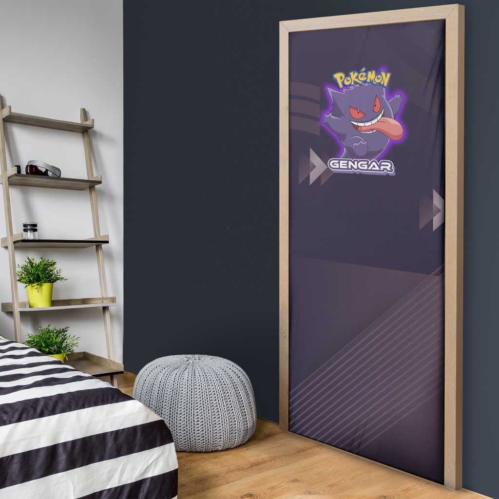 Gengar Poké Door Cover Neon Shadow Anime Glow Style