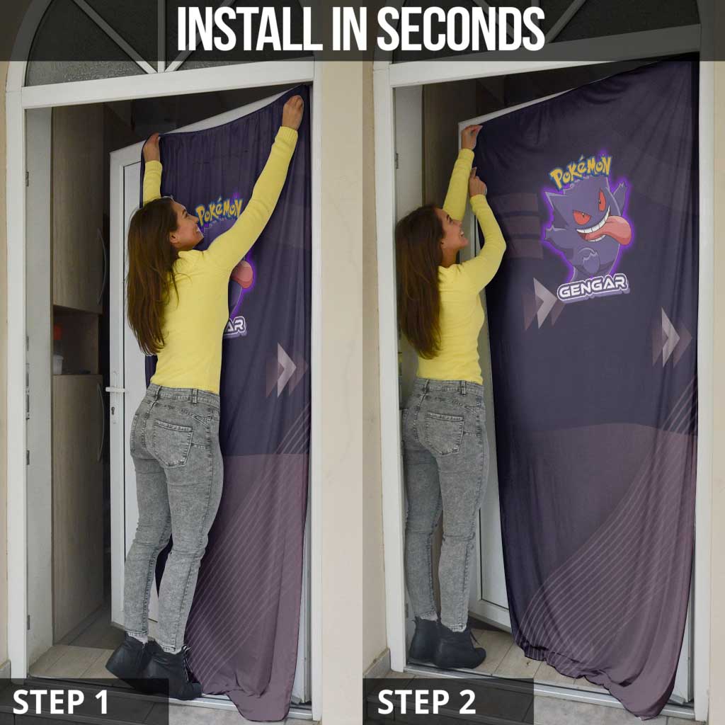Gengar Poké Door Cover Neon Shadow Anime Glow Style
