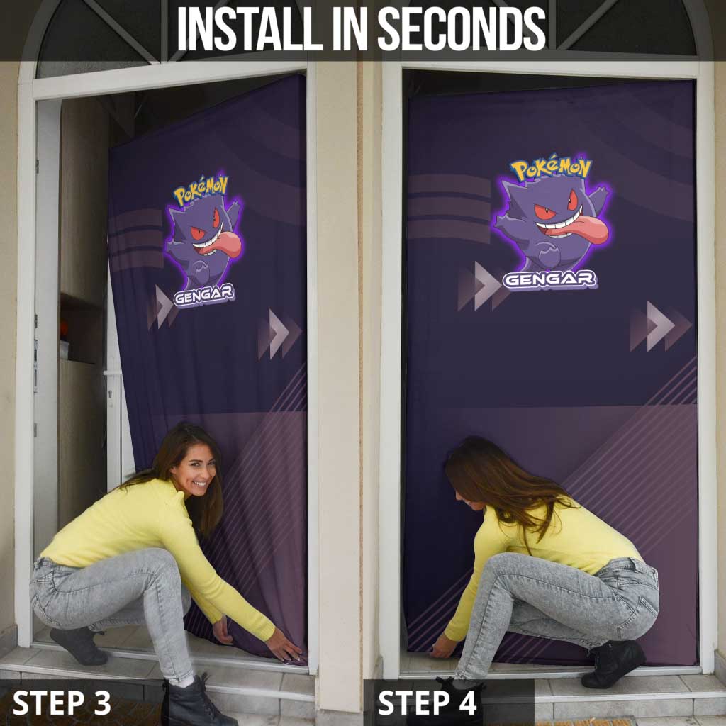 Gengar Poké Door Cover Neon Shadow Anime Glow Style