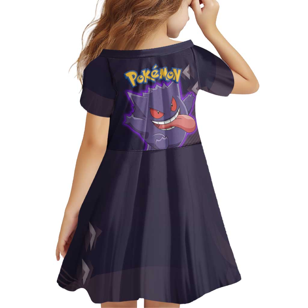 Gengar Poké Family Matching Off Shoulder Short Dress and Hawaiian Shirt Neon Shadow Anime Glow Style
