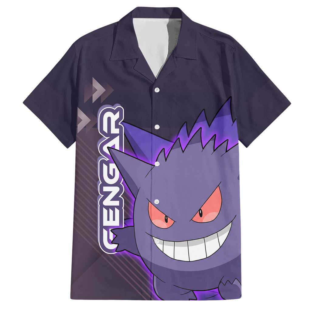 Gengar Poké Hawaiian Shirt Neon Shadow Anime Glow Style