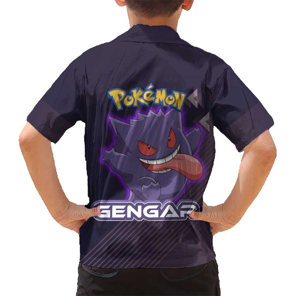 Gengar Poké Hawaiian Shirt Neon Shadow Anime Glow Style