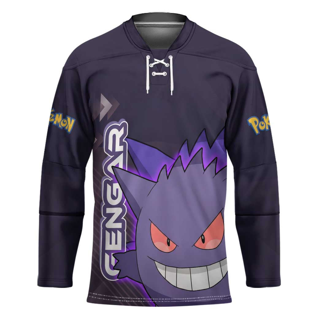 Gengar Poké Hockey Jersey Neon Shadow Anime Glow Style