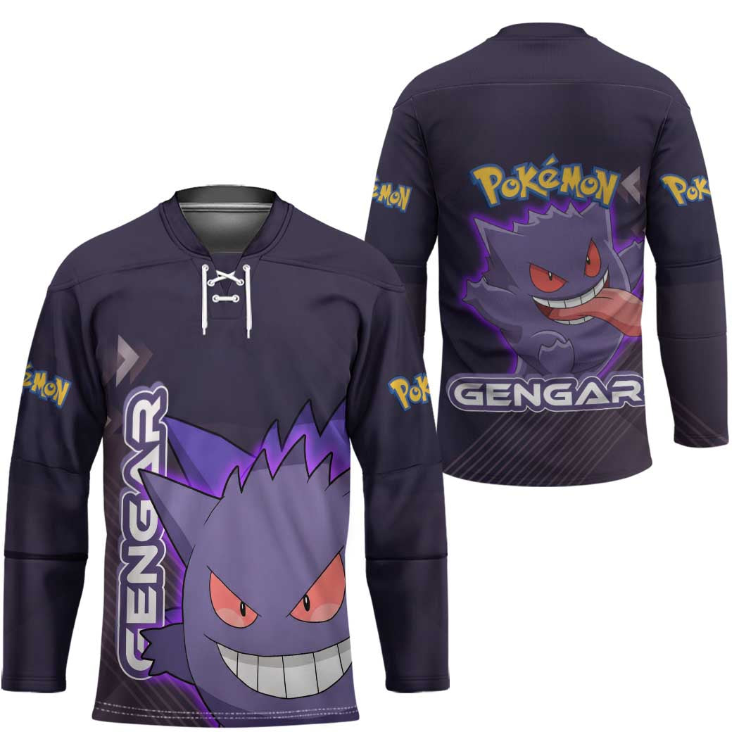 Gengar Poké Hockey Jersey Neon Shadow Anime Glow Style
