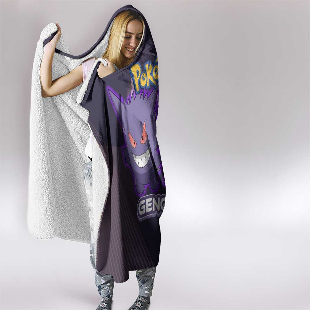 Gengar Poké Hooded Blanket Neon Shadow Anime Glow Style