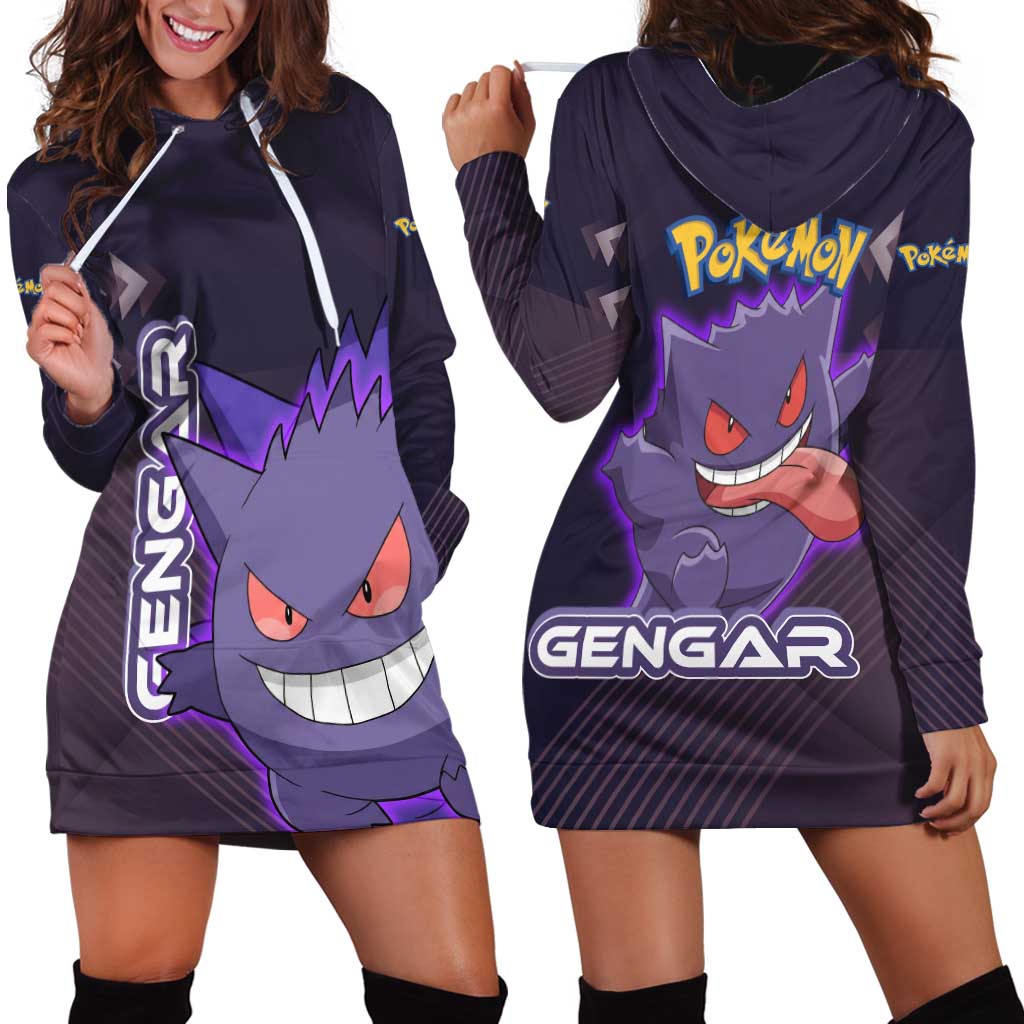 Gengar Poké Hoodie Dress Neon Shadow Anime Glow Style