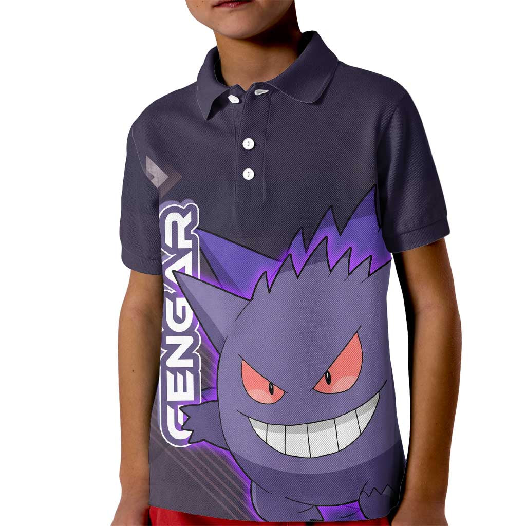 Gengar Poké Kid Polo Shirt Neon Shadow Anime Glow Style