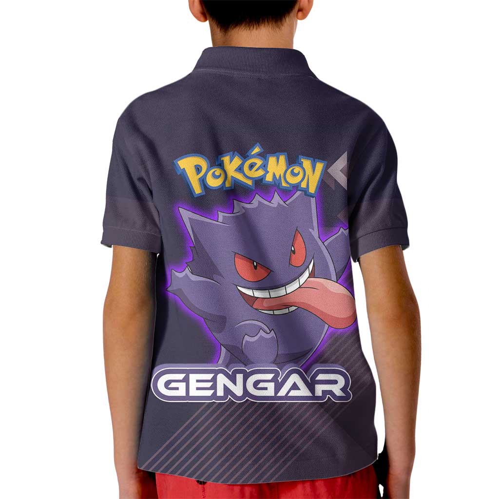 Gengar Poké Kid Polo Shirt Neon Shadow Anime Glow Style