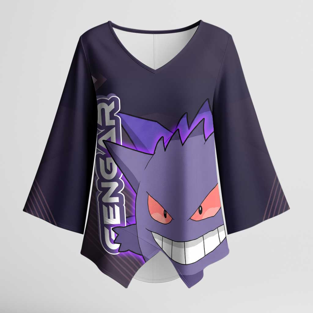 Gengar Poké Kimono Sleeve Blouse Neon Shadow Anime Glow Style