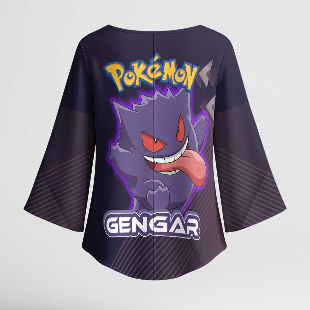 Gengar Poké Kimono Sleeve Blouse Neon Shadow Anime Glow Style