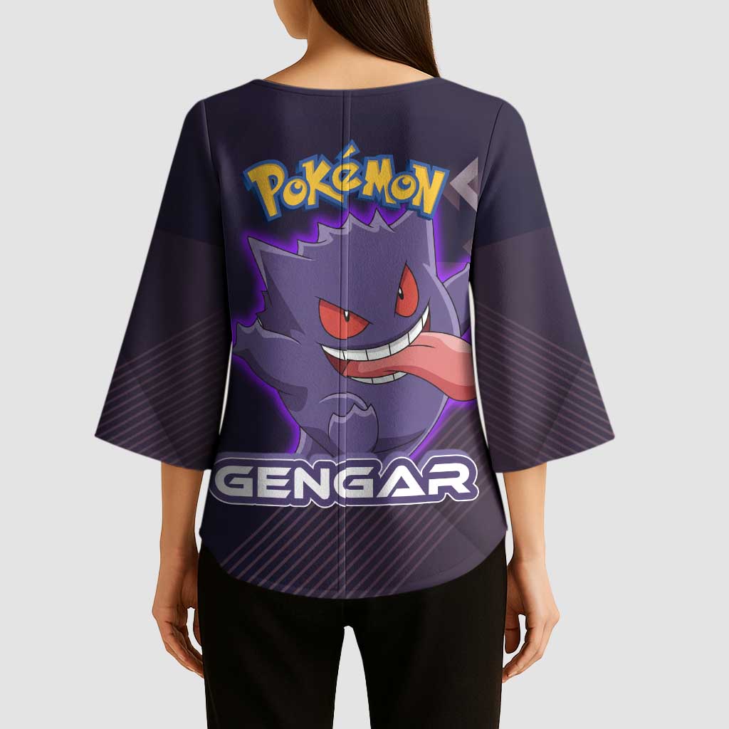 Gengar Poké Kimono Sleeve Blouse Neon Shadow Anime Glow Style