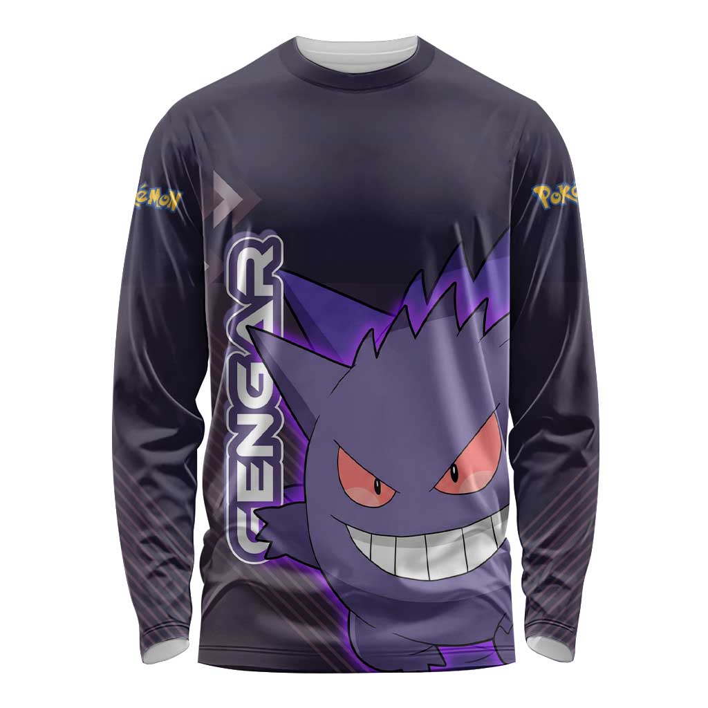Gengar Poké Long Sleeve Shirt Neon Shadow Anime Glow Style