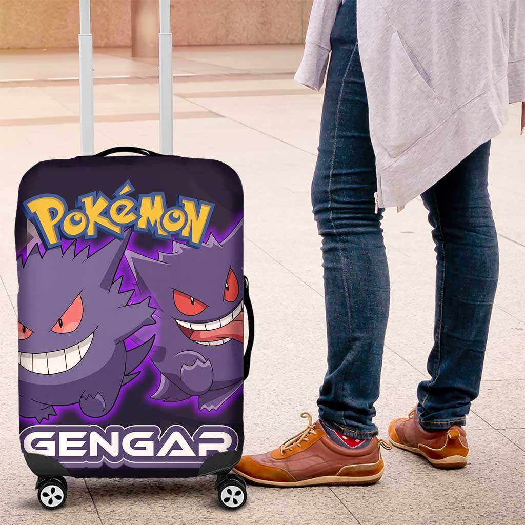 Gengar Poké Luggage Cover Neon Shadow Anime Glow Style