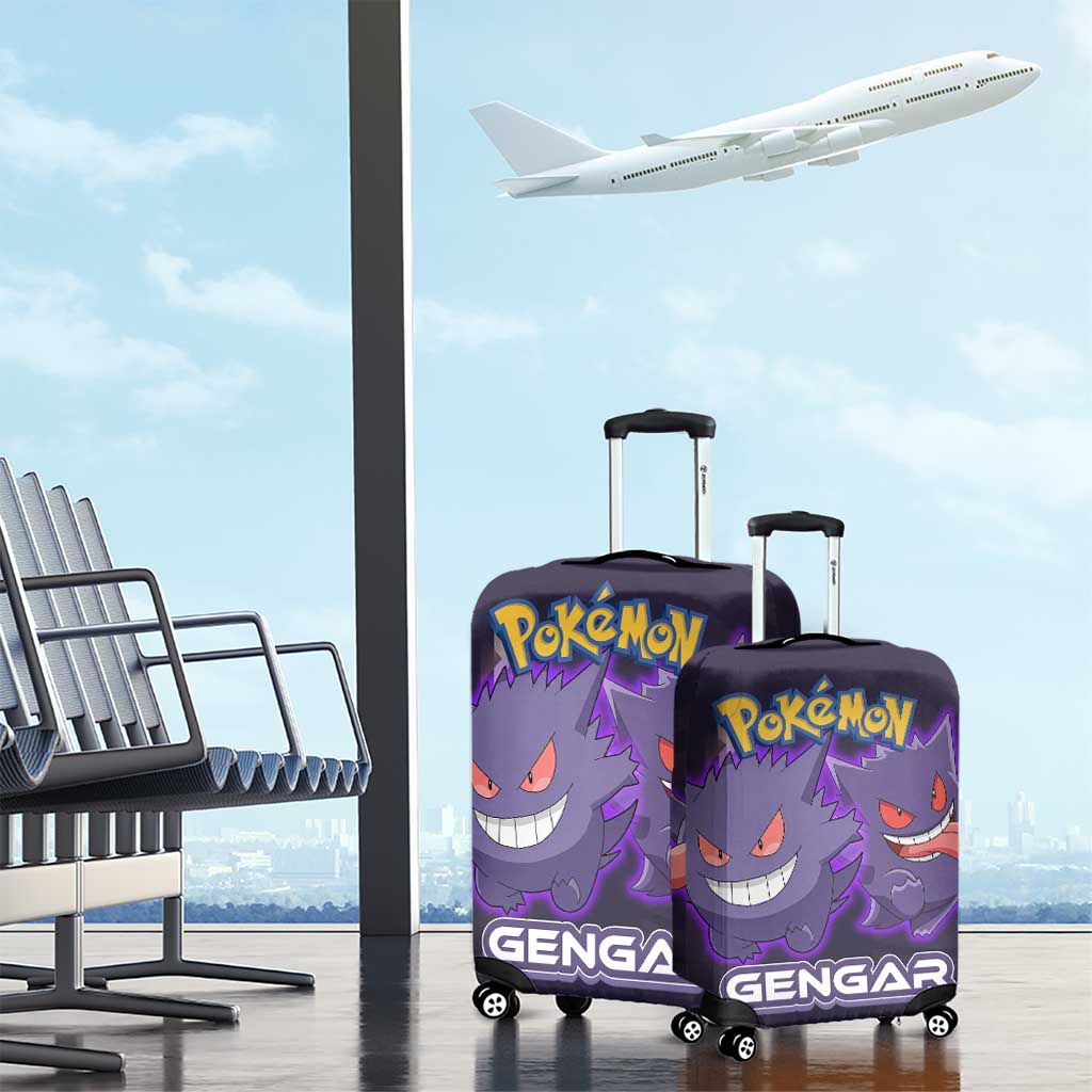 Gengar Poké Luggage Cover Neon Shadow Anime Glow Style