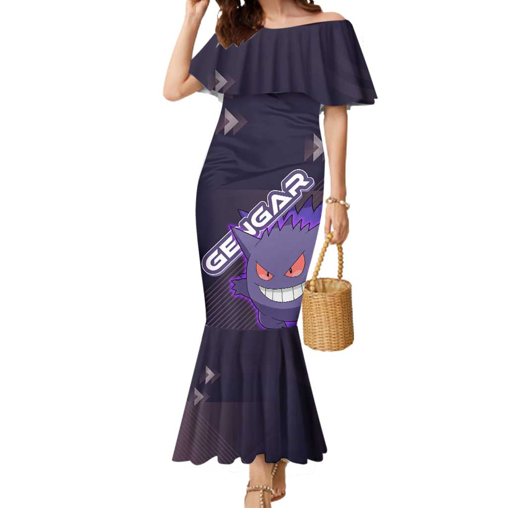 Gengar Poké Mermaid Dress Neon Shadow Anime Glow Style