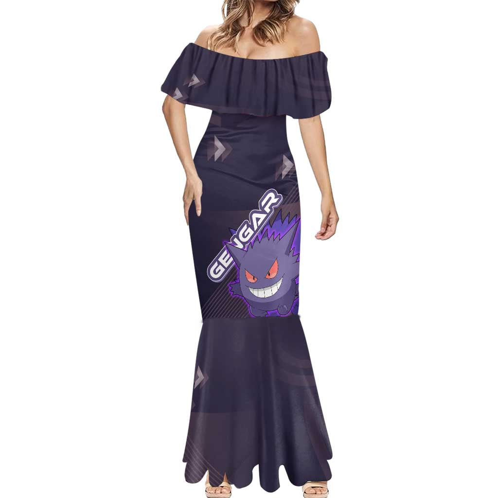 Gengar Poké Mermaid Dress Neon Shadow Anime Glow Style