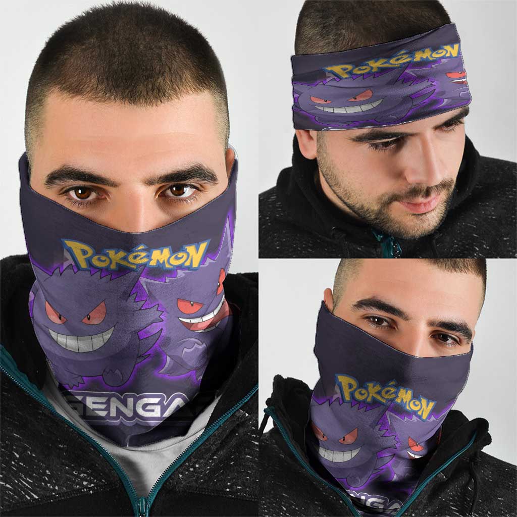 Gengar Poké Neck Gaiter Neon Shadow Anime Glow Style
