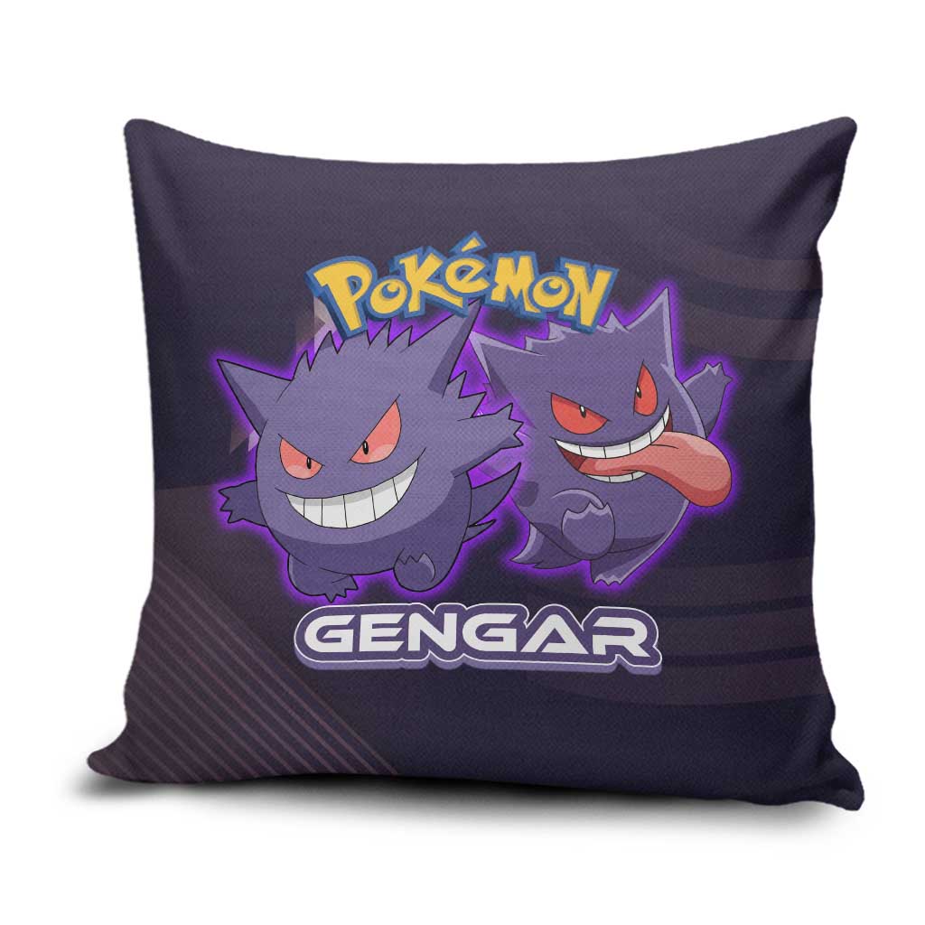 Gengar Poké Pillow Cover Neon Shadow Anime Glow Style