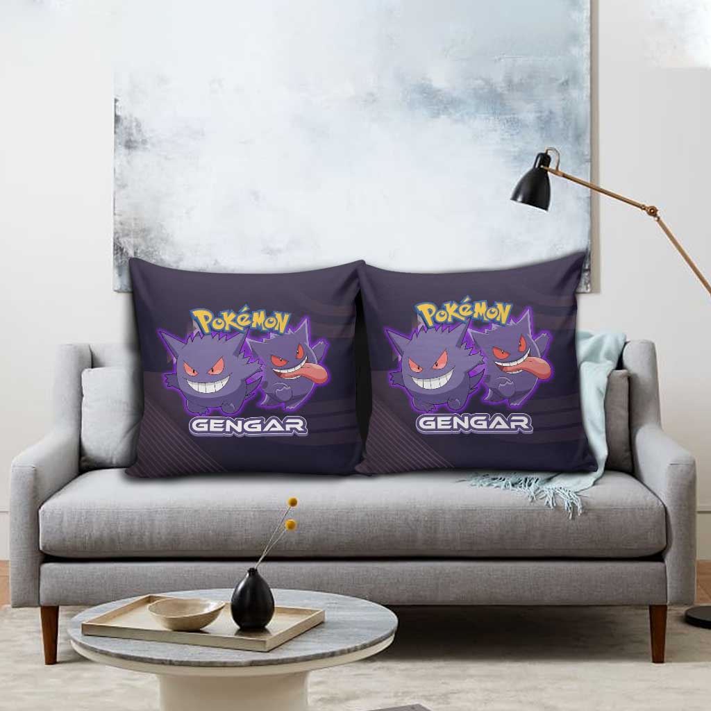 Gengar Poké Pillow Cover Neon Shadow Anime Glow Style