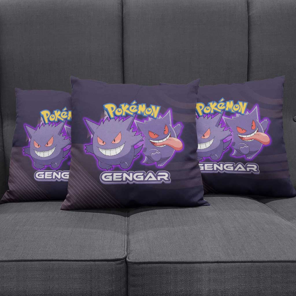 Gengar Poké Pillow Cover Neon Shadow Anime Glow Style