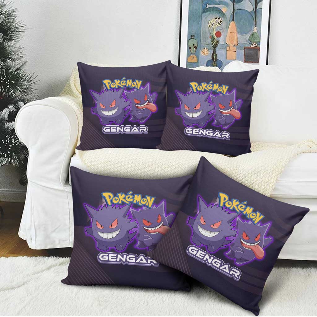 Gengar Poké Pillow Cover Neon Shadow Anime Glow Style