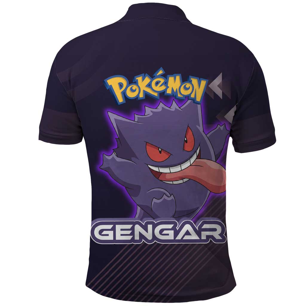 Gengar Poké Polo Shirt Neon Shadow Anime Glow Style