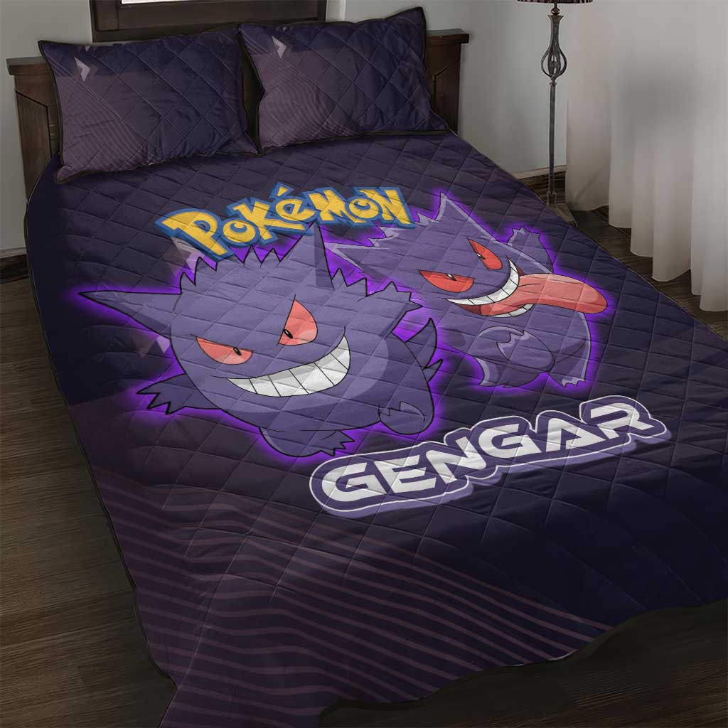 Gengar Poké Quilt Bed Set Neon Shadow Anime Glow Style
