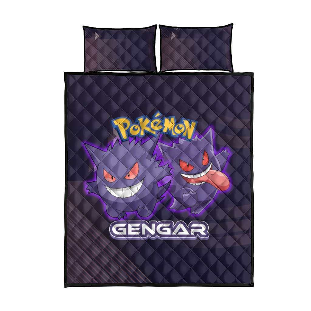 Gengar Poké Quilt Bed Set Neon Shadow Anime Glow Style