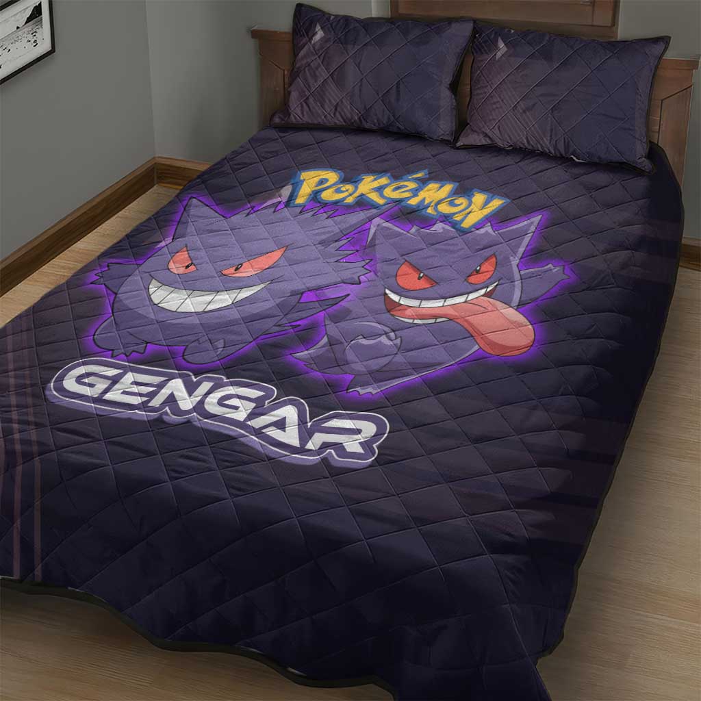 Gengar Poké Quilt Bed Set Neon Shadow Anime Glow Style
